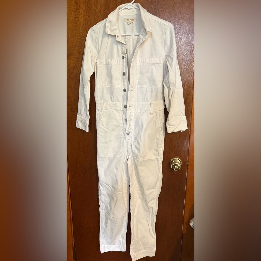 Madewell Ivory Colored Button-Up Jump Suit